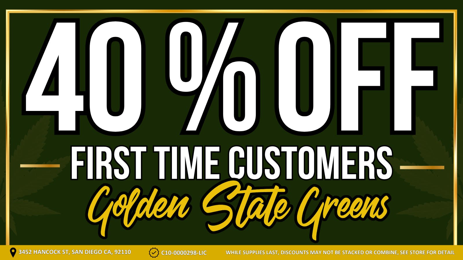 Golden State Greens Point Loma FIRST TIME CUSTOMERS - 40% OFF!