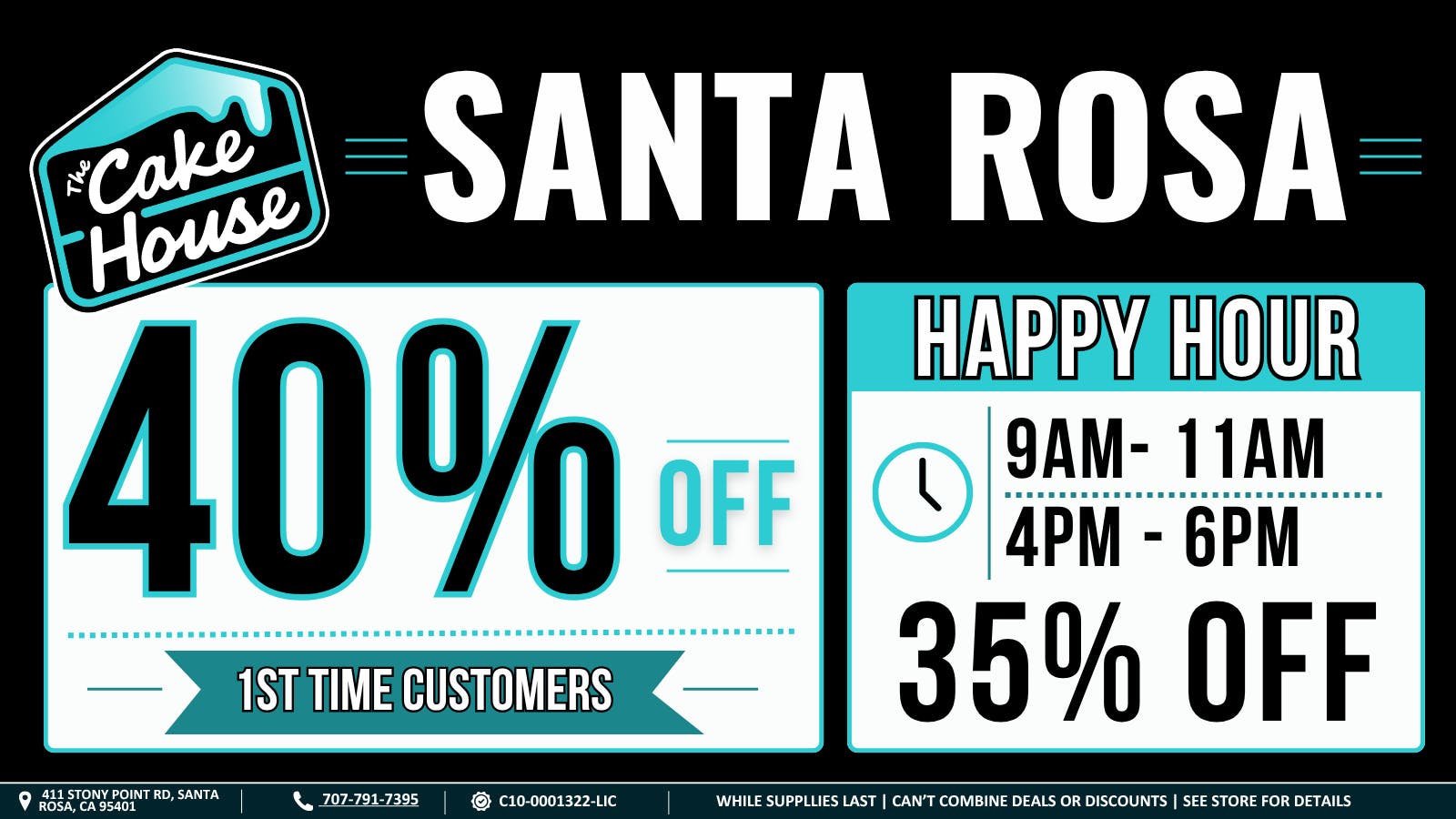 The Cake House - Santa Rosa TCH Santa Rosa 1st time customers discount!