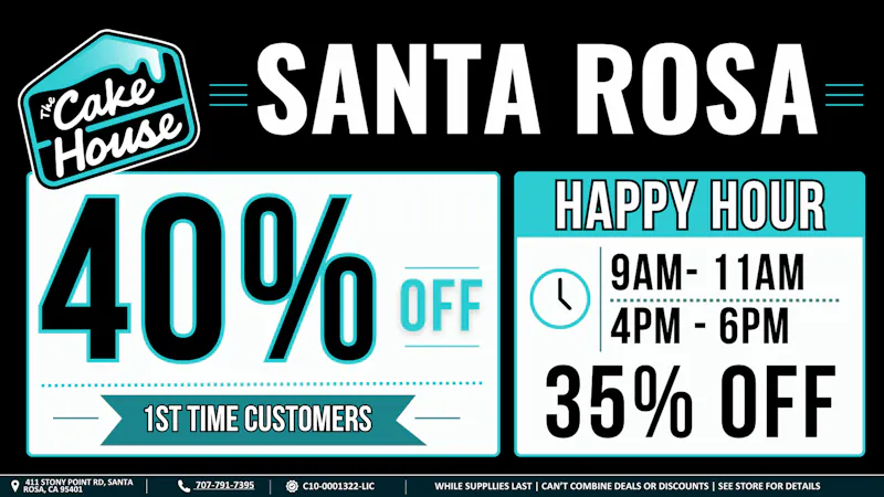 The Cake House - Santa Rosa TCH Santa Rosa 1st time customers discount!