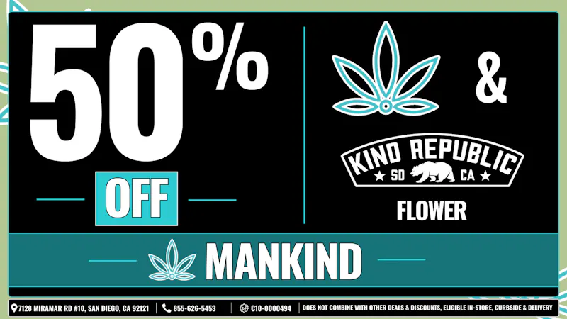 Mankind Delivery 50% OFF MANKIND & KIND REPUBLIC FLOWER!