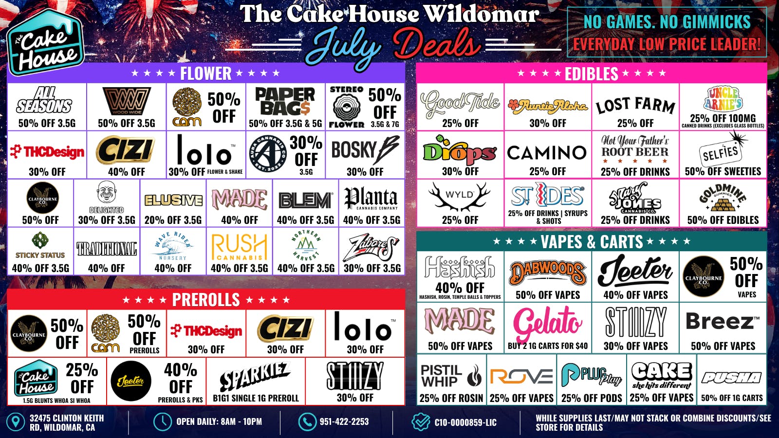The Cake House - Wildomar TCH Wildomar July DEALS!
