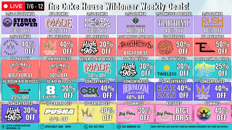 The Cake House - Wildomar TCH Wildomar Top 30 Deals!