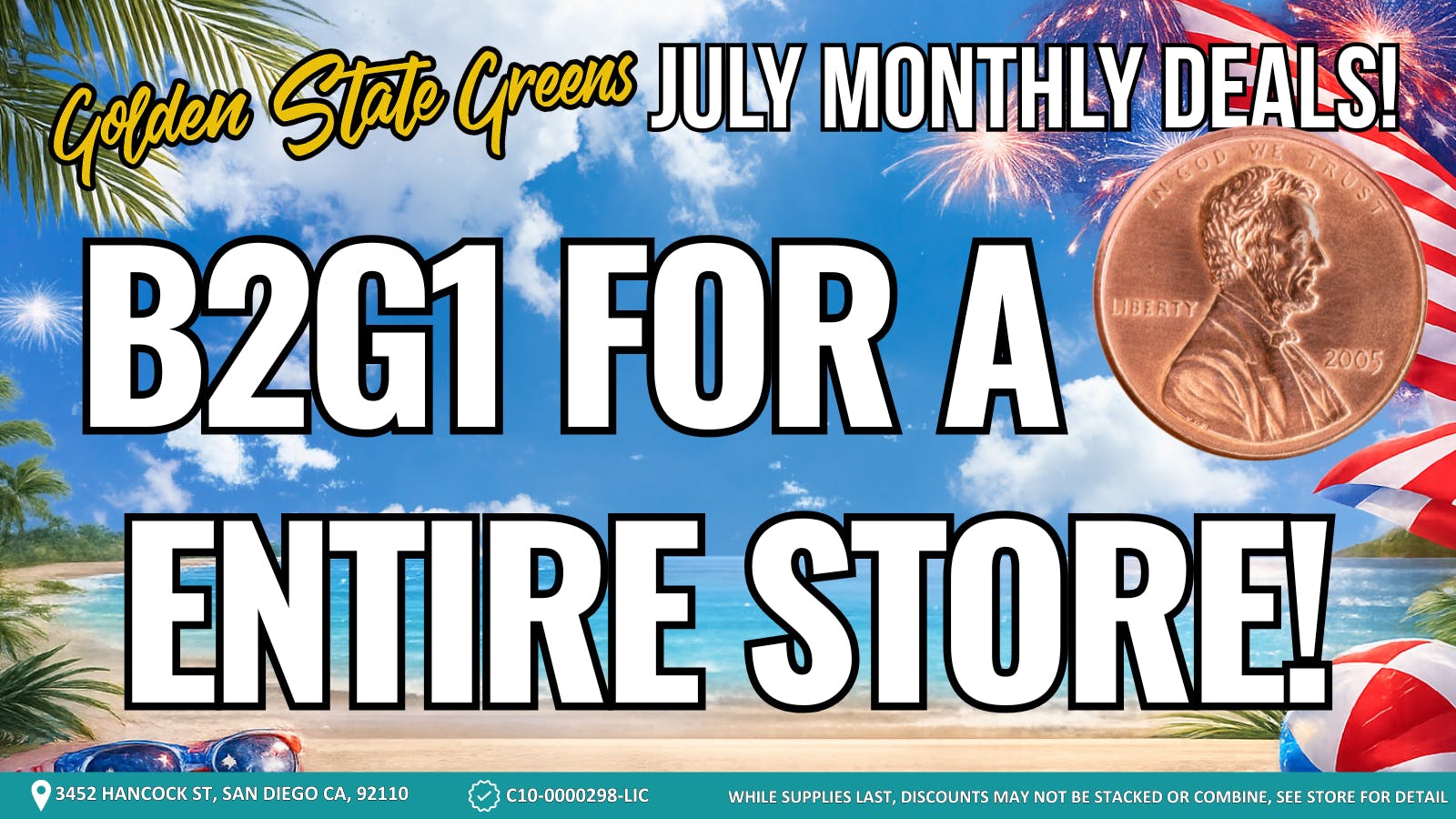 Golden State Greens Point Loma Saturday Special B2G1 For a Penny!