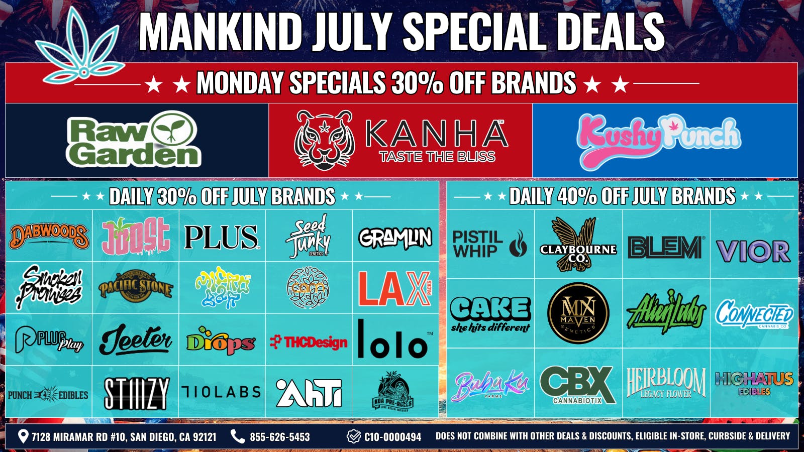 Mankind Dispensary Monday Specials 30% Off Brands!
