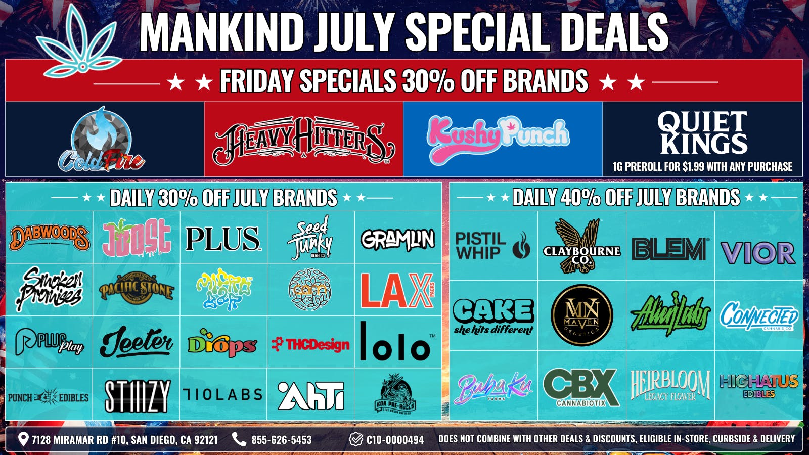 Mankind Dispensary Friday Specials 30% Off Brands!