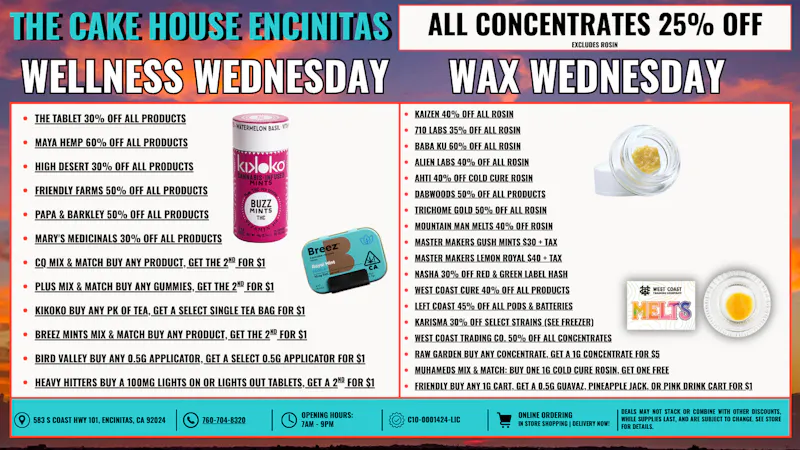 The Cake House - Encinitas Wax & Wellness Wednesdays + 40% OFF FTP!