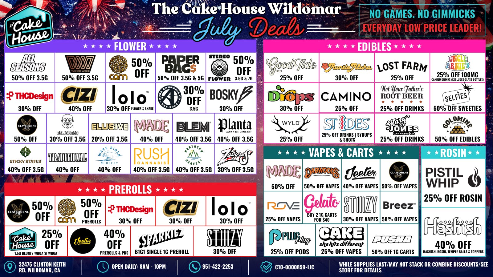 The Cake House - Wildomar TCH Wildomar July DEALS!