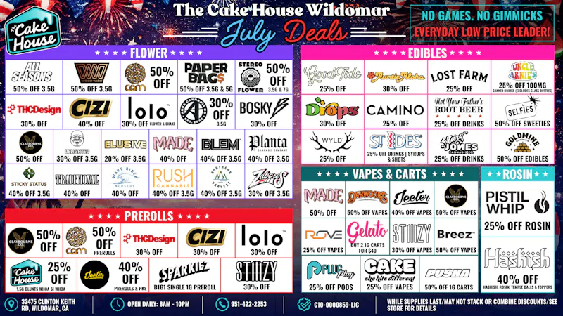 The Cake House - Wildomar TCH Wildomar July DEALS!