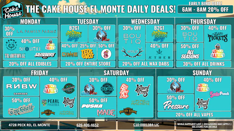 The Cake House - El Monte *NOW OPEN* TCH El Monte Weekly Deals!