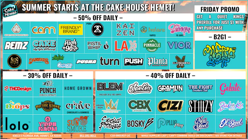 THE CAKE HOUSE HEMET TCH Hemet Monthly Deals!
