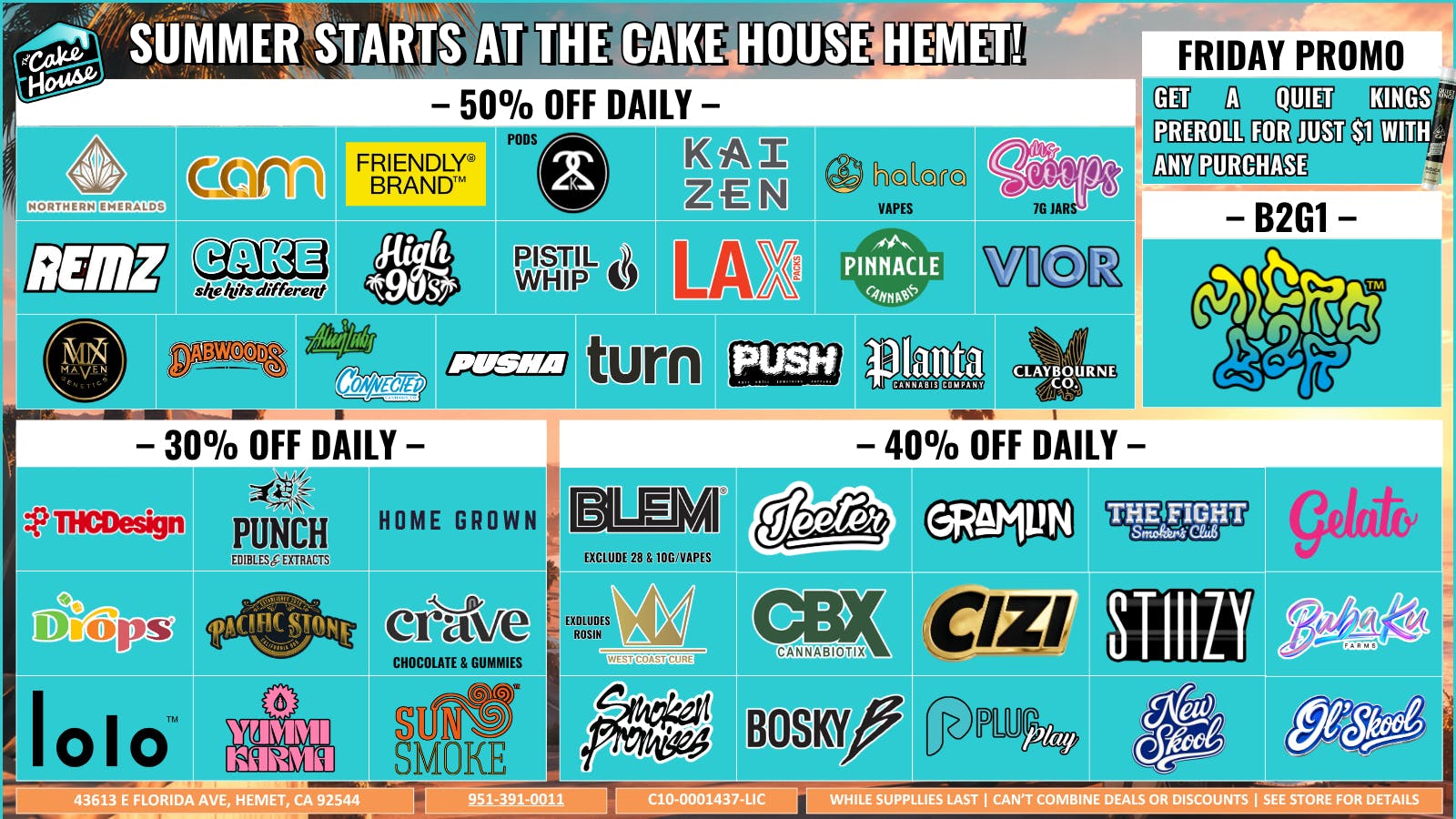 THE CAKE HOUSE HEMET TCH Hemet August Monthly Deals!