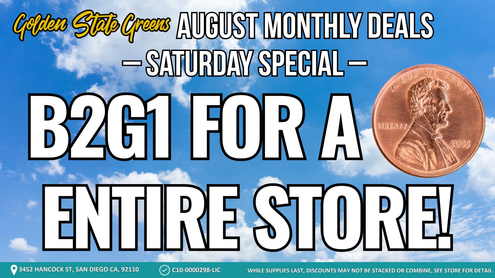 The Cake House Point Loma Saturday Special B2G1 For a Penny!