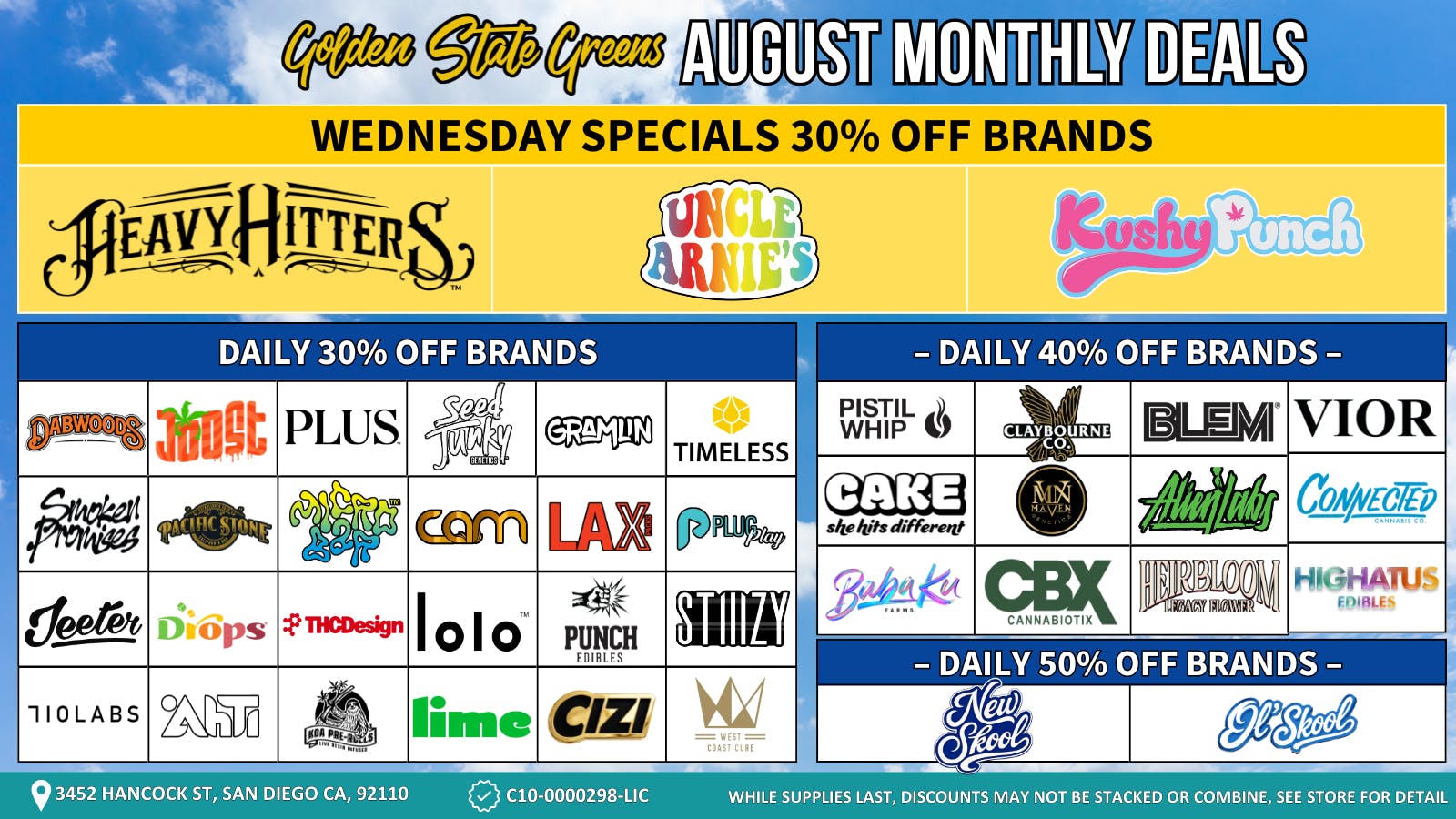 The Cake House - Gaslamp Wednesday Specials 30% Off Brands!