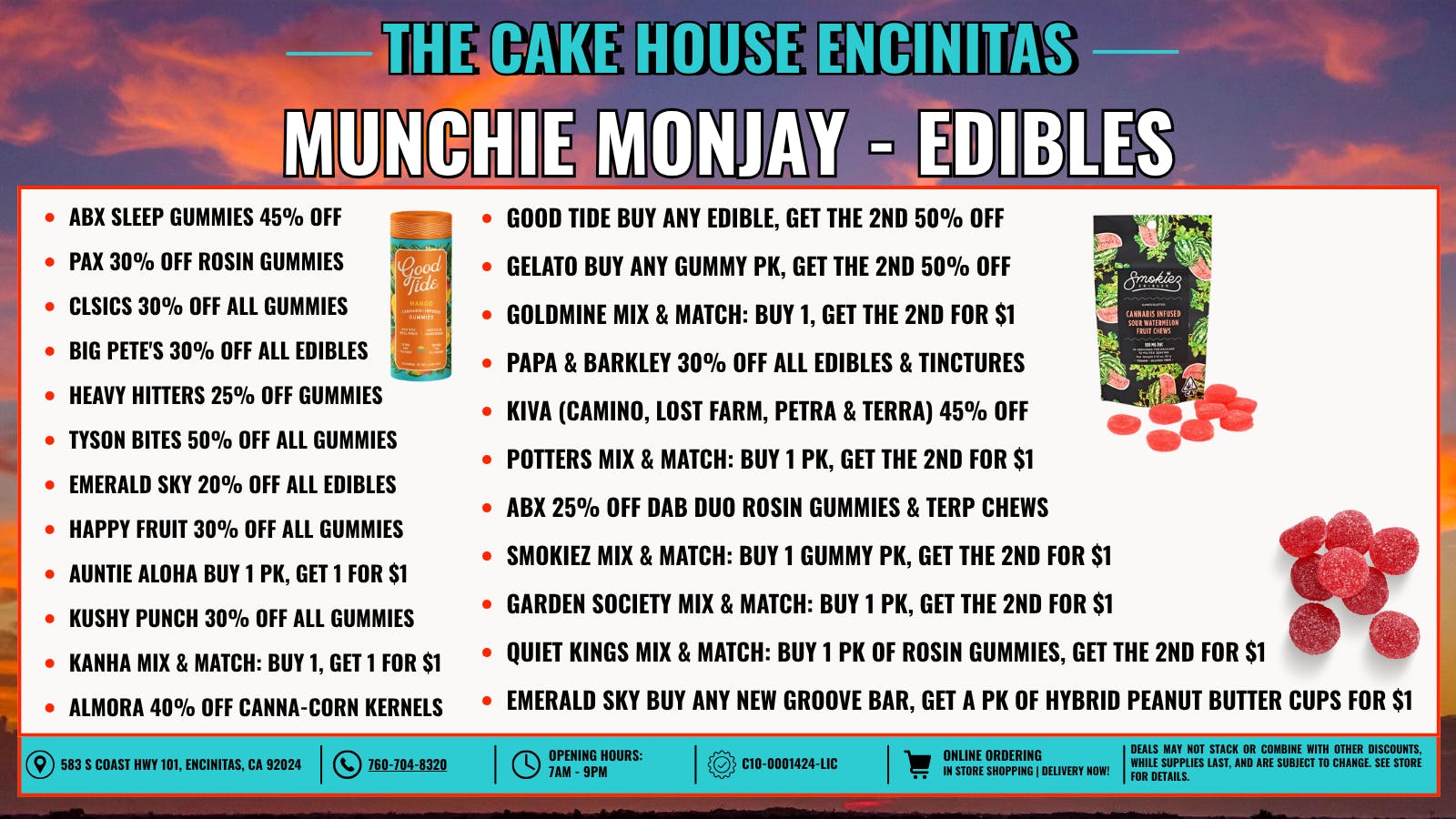 The Cake House - Encinitas Munchie Monjay: Edibles + 45% OFF FTP!