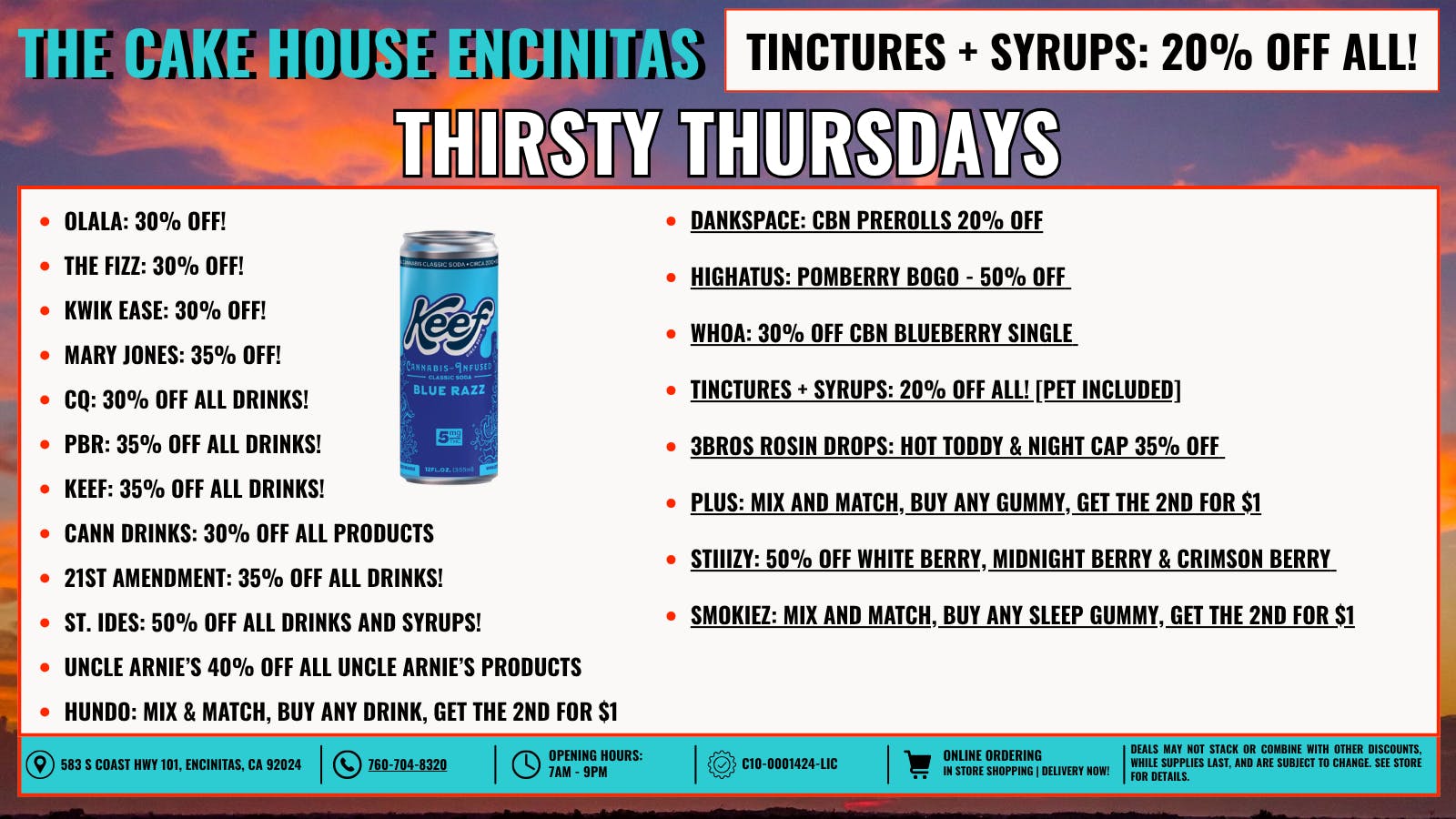 The Cake House - Encinitas Thirsty Thursdays + 40% OFF FTP!