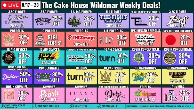 The Cake House - Wildomar TCH Wildomar Top 30 Deals!