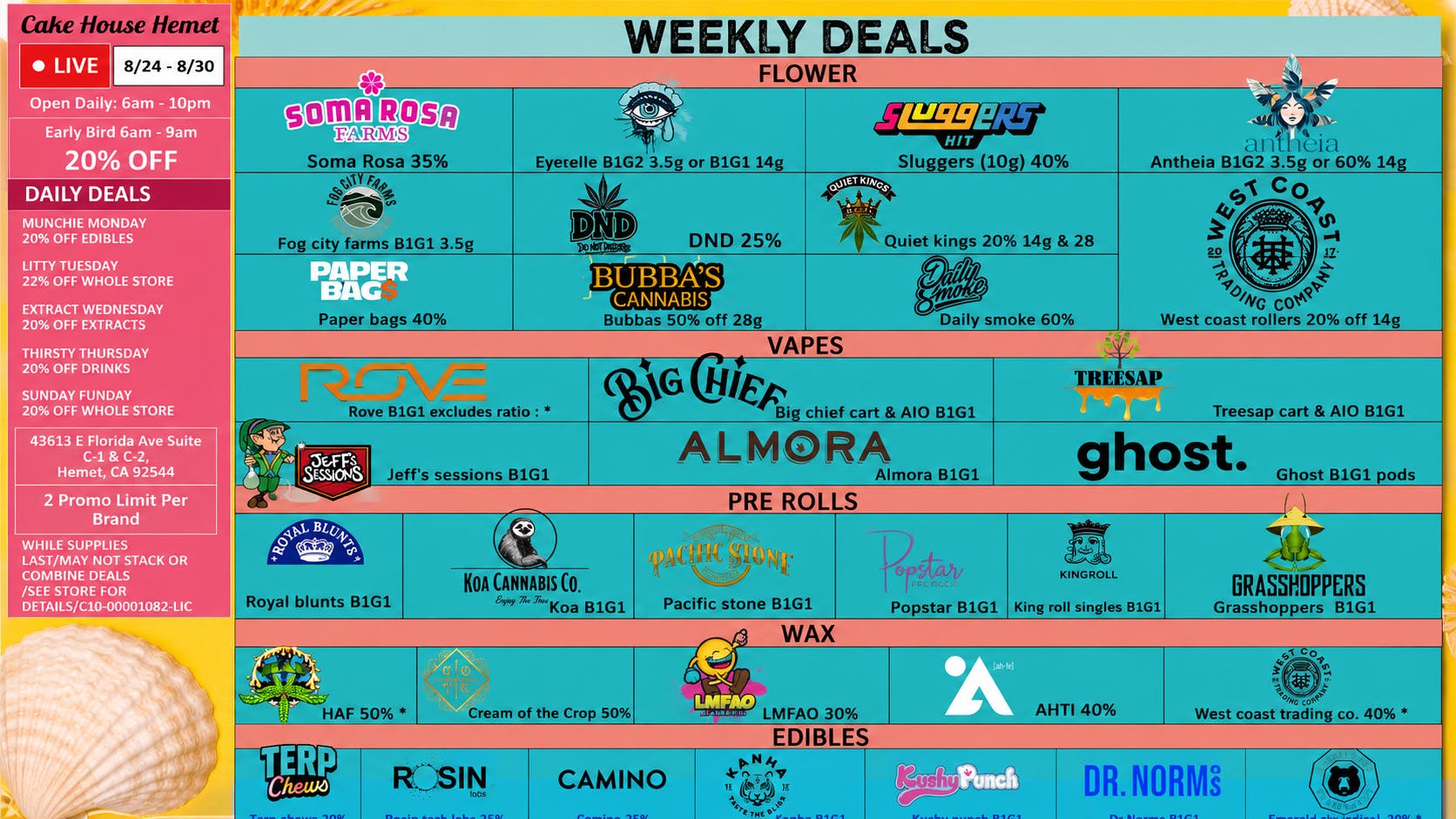 THE CAKE HOUSE HEMET TCH Hemet Weekly Deals!
