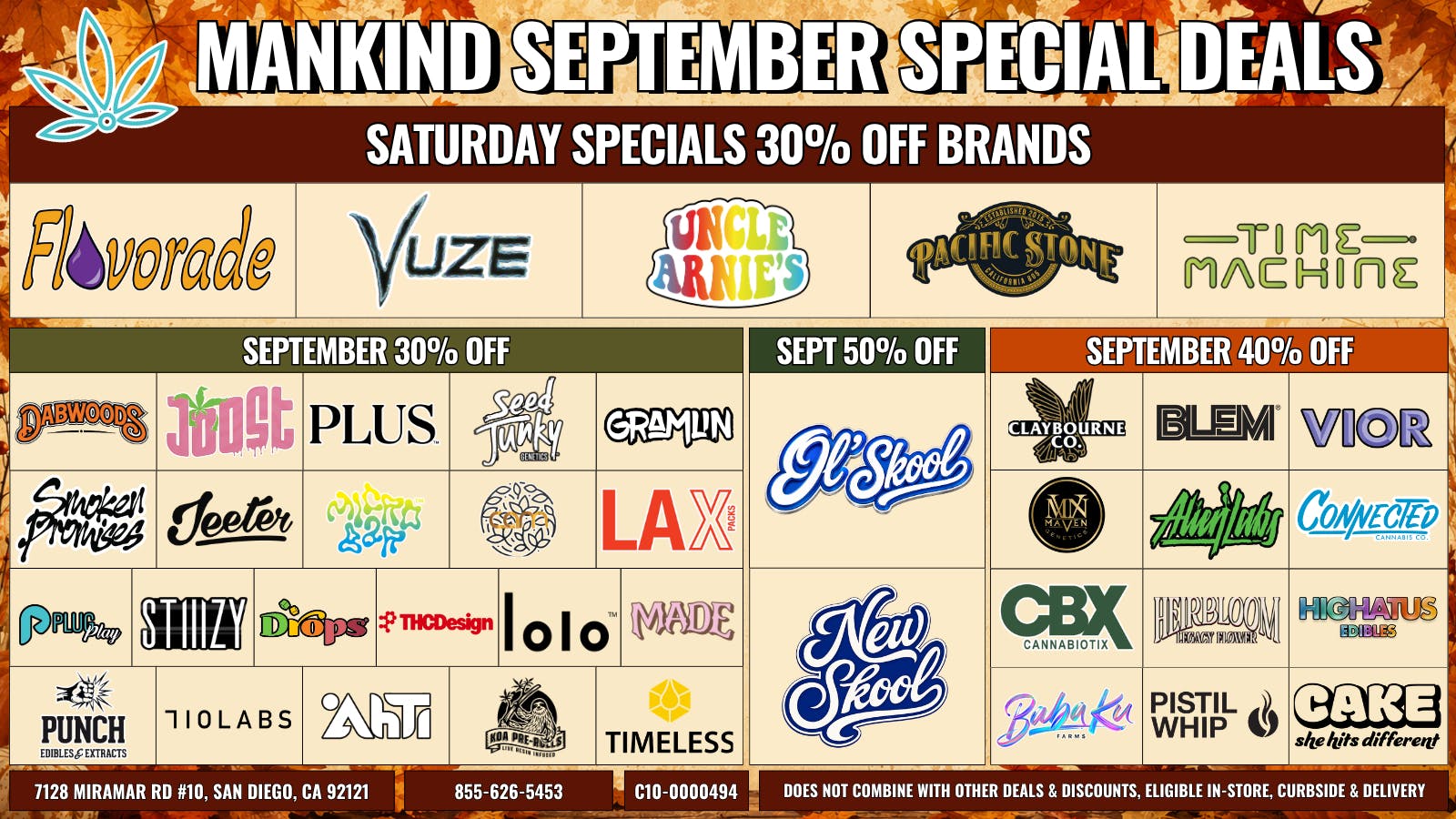 Mankind Dispensary Saturday Specials 30% Off Brands!