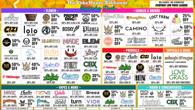 The Cake House - Wildomar TCH Wildomar September DEALS!