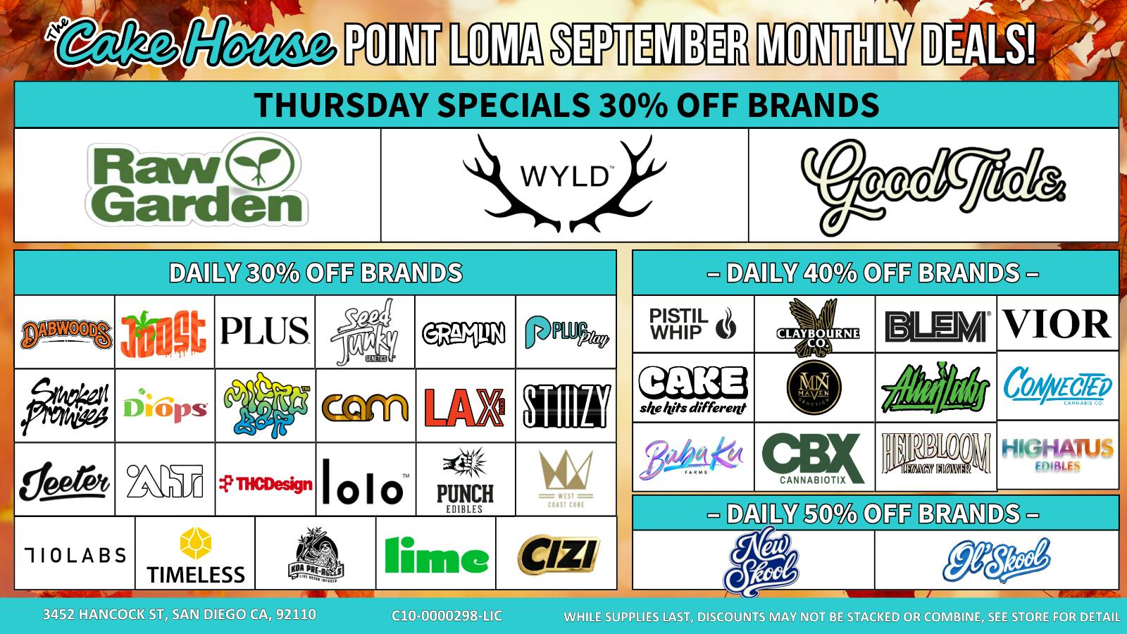 The Cake House - Ocean Beach Thursday Specials 30% Off Brands!