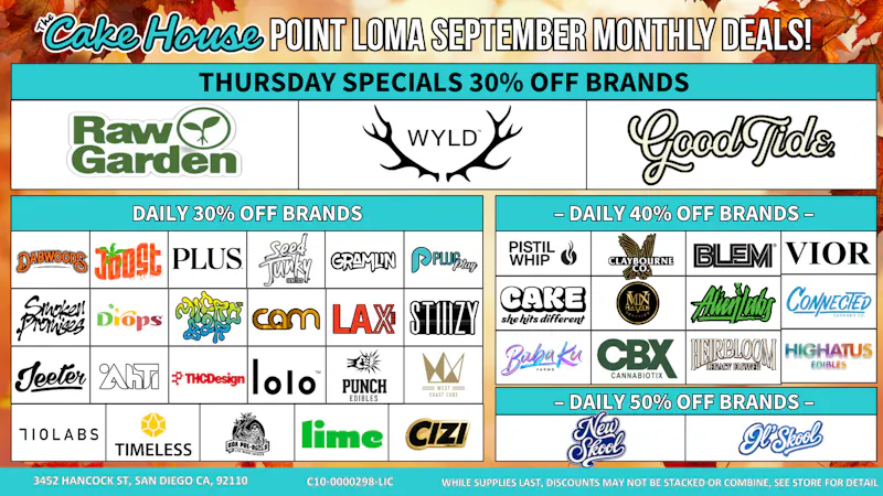 The Cake House - Gaslamp Thursday Specials 30% Off Brands!
