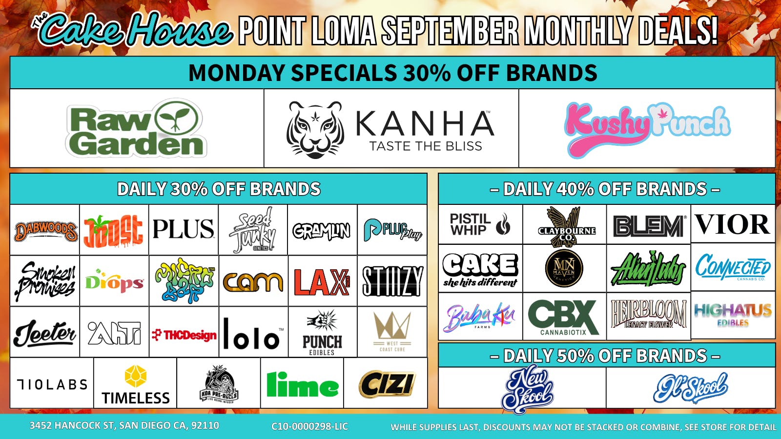 The Cake House - Gaslamp Monday Specials 30% Off Brands!