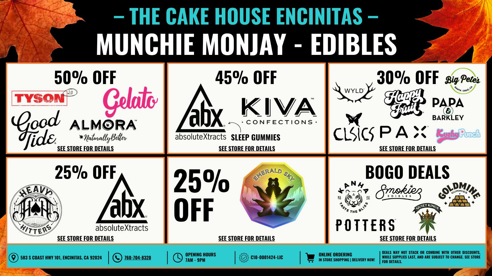 The Cake House - Encinitas Munchie Monjay: Edibles + 45% OFF FTP!