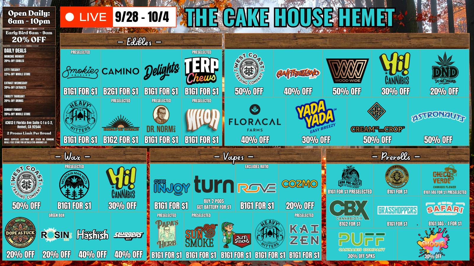 THE CAKE HOUSE HEMET TCH Hemet Weekly Deals!