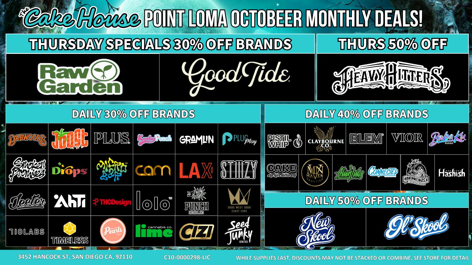 The Cake House Point Loma Thursday Specials 30% Off Brands!