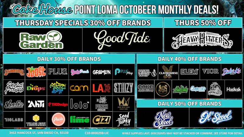 The Cake House Point Loma Thursday Specials 30% Off Brands!