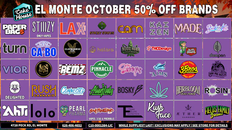 The Cake House - El Monte *NOW OPEN* TCH EL MONTE OCTOBER DEALS | 50% OFF SELECT BRANDS
