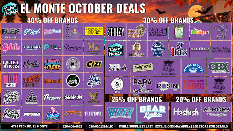 The Cake House - El Monte *NOW OPEN* EL MONTE OCTOBER SPECIALS | 40%, 30%, 25% & 20 OFF