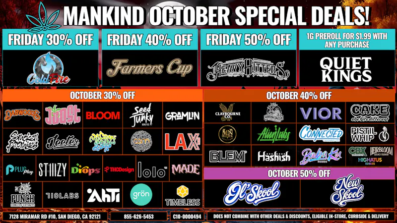 Mankind Dispensary Friday Specials 30% Off Brands!