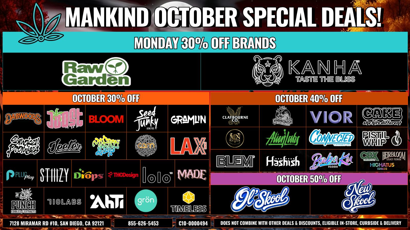 Mankind Dispensary Monday Specials 30% Off Brands!