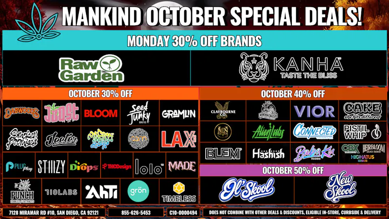 Mankind Dispensary Monday Specials 30% Off Brands!