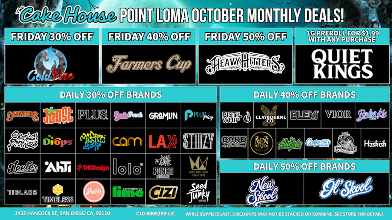 The Cake House Point Loma Friday Specials 30% Off Brands!