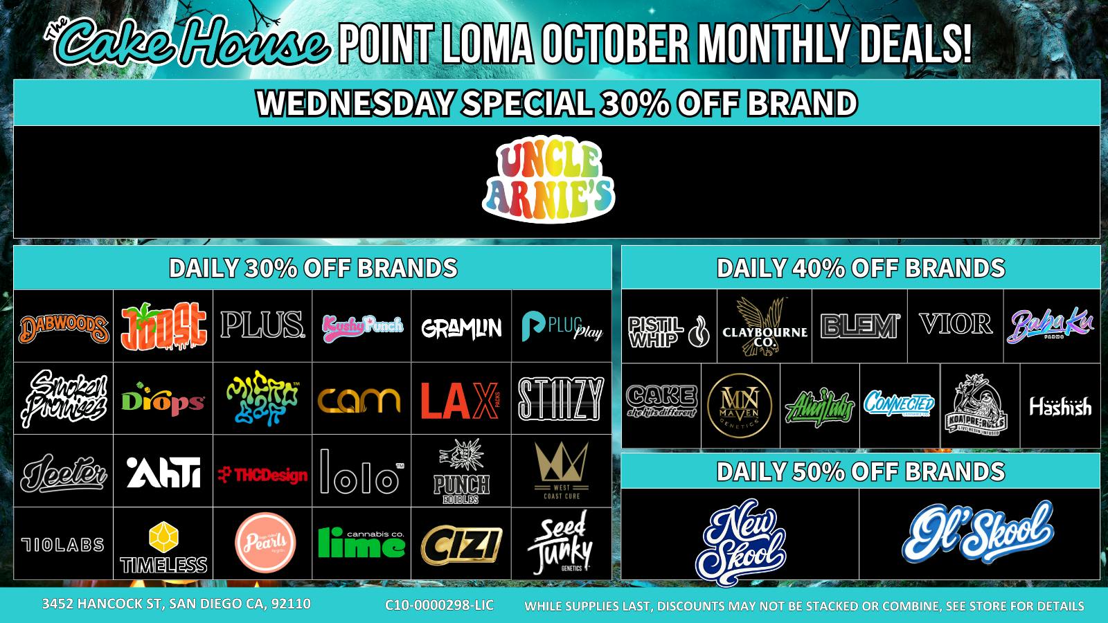 The Cake House - Ocean Beach Wednesday Specials 30% Off Brands!
