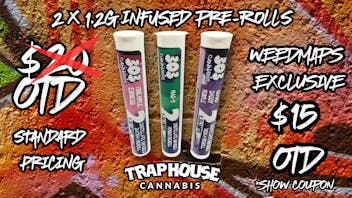 Traphouse 2 x 1.2g Infused Pre-Rolls $15 OTD