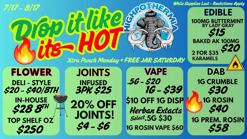 Highpothermia 8th $20-$40 JOINT $4-$6 VAPE .5g $20|1g $39 +DEALS