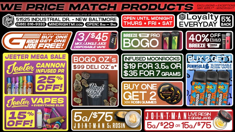 MindRight JEETER SALE 🚨 BOGO OUNCES 🚨 OPEN TIL' MIDNIGHT