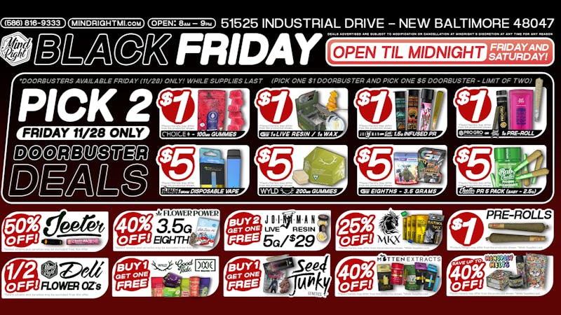 MindRight $5 Jeeter 5pk 🚨 Black Friday 🚨Open til' Midnight