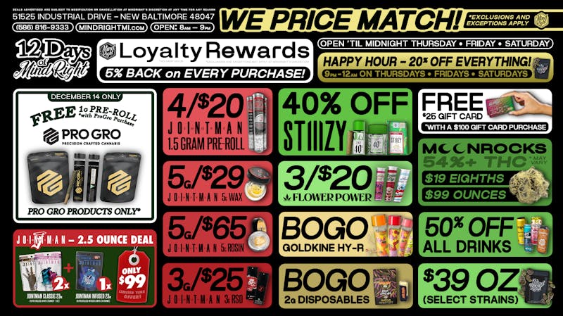 MindRight 🎄🍃 Day 2: Free 1g PR with ProGro Purchase 🎄