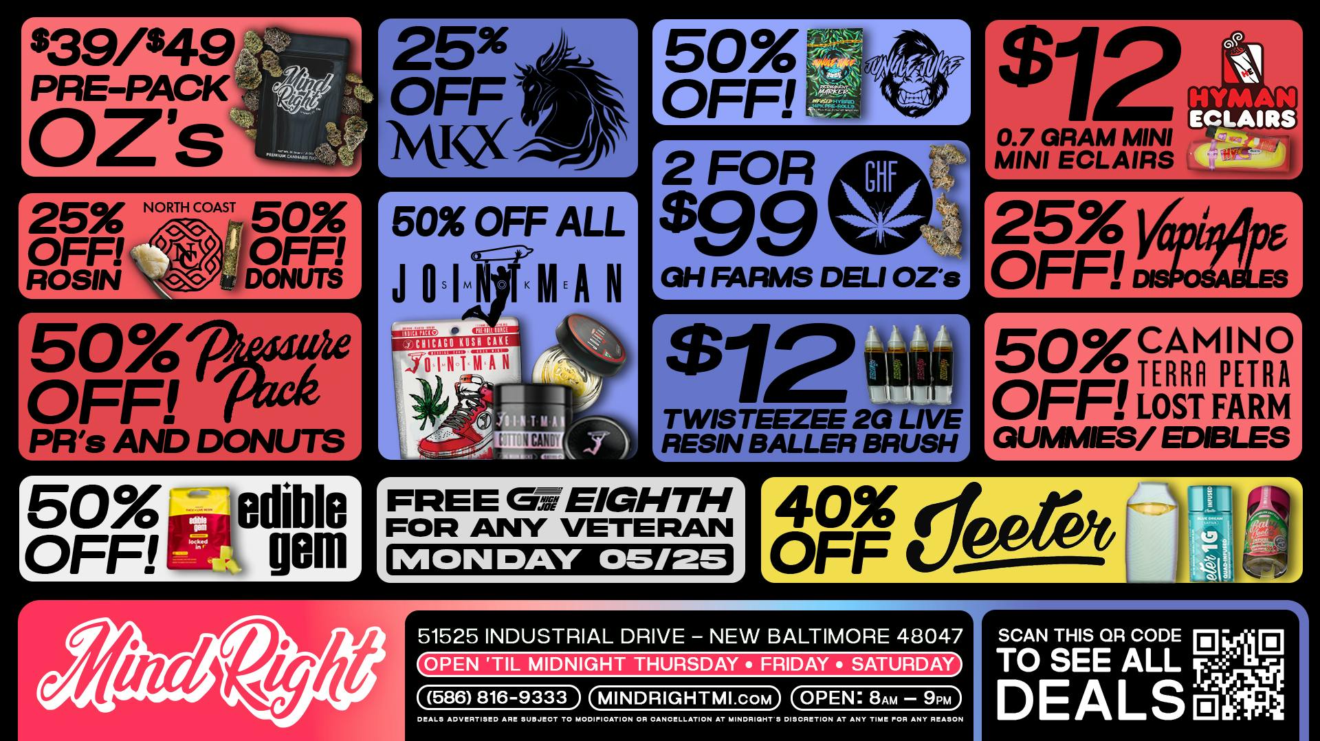 MindRight Memorial Weekend at Mindright - Open Til Midnight!