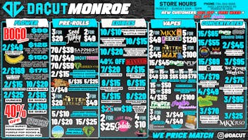 DACUT - Monroe 40% OFF Select Deli / BOGO OZ/ 70/$39 Pre-Rolls