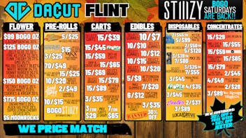 DACUT - FLINT 10/$7 Gummies, 15/$29 Dabs, 15/$39 Carts, BOGO OZ