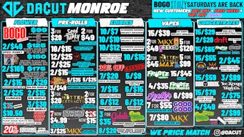 DACUT - Monroe 15/$55 Dabs / BOGO OZ/ 70/$39 Pre-Rolls + more