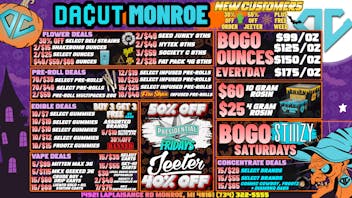 DACUT - Monroe 15/$29 Dabs, 15/$39 Carts, 10/$7 Gummies + MORE