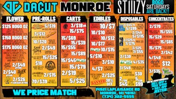 DACUT - Monroe 15/$29 Dabs, 15/$39 Carts, 10/$7 Gummies + MORE