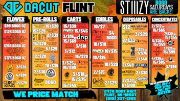 DACUT - FLINT Bogo Ounces, 10/$7 Gummies, 15/$45 Cartridges
