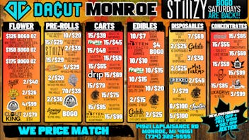 DACUT - Monroe Bogo Ounces, 10/$7 Gummies, 15/$45 Cartridges